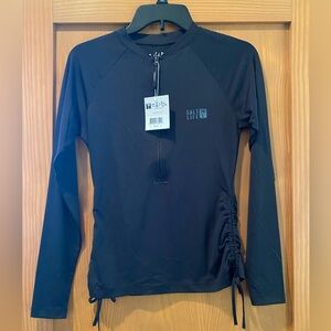 Salt Life Women’s Black L/S Half Zip Crew DriFit Shirt With Gathered Sides Small